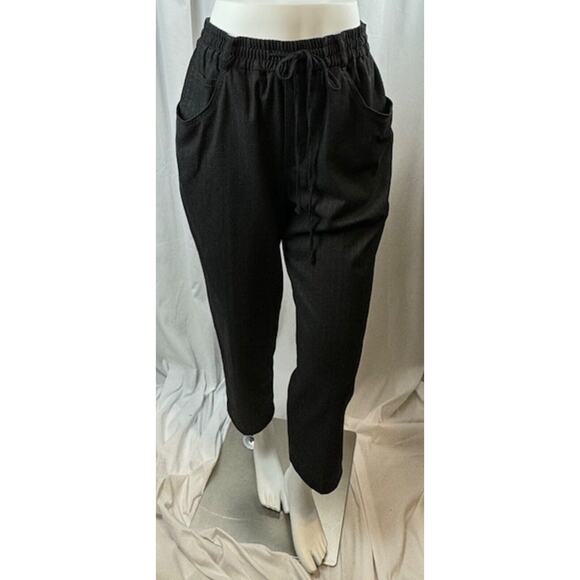 Zara Pinstripes Drawstring Waist Trousers Charcoal Gray 12 Professional 64-29 - Picture 15 of 15